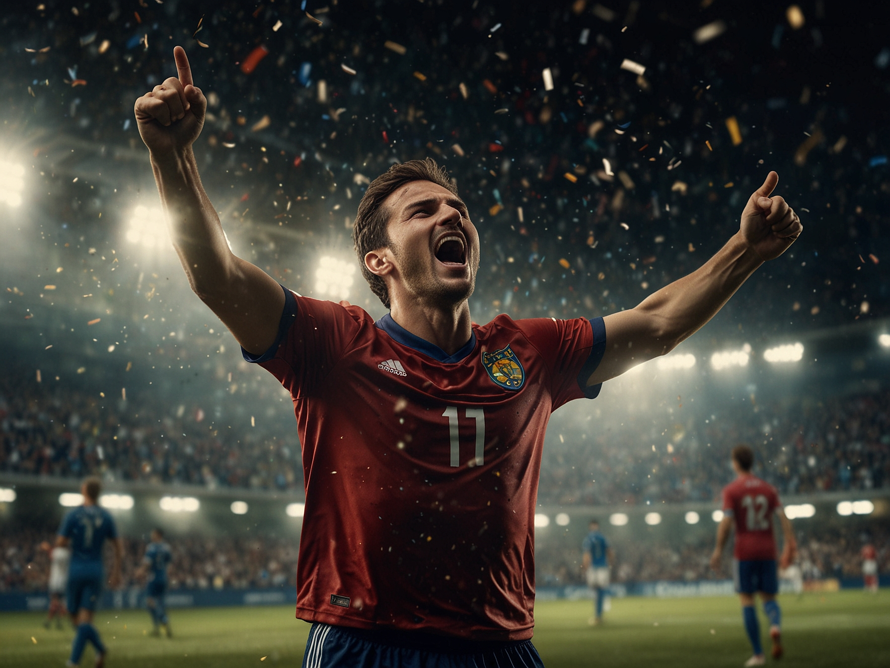 Dynamic athlete celebrating a victory